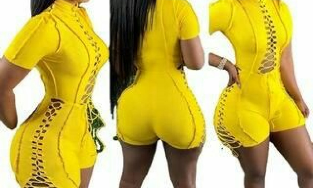 How to Rock in Short Casual Strap Drawstring Frayed Jumpsuit as a Thick Lady