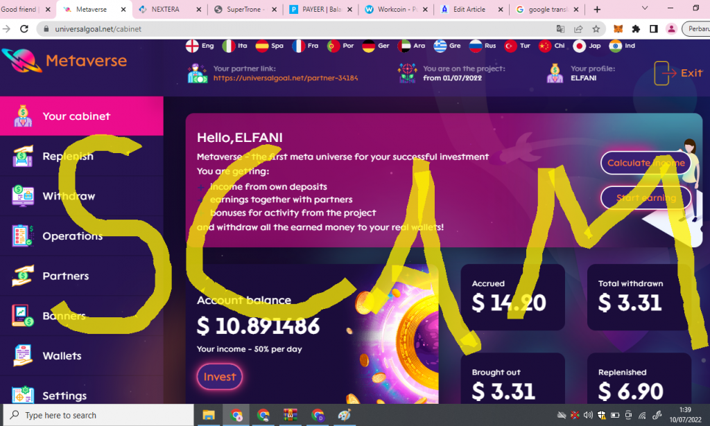 website universalgoal / Metaverse is SCAM