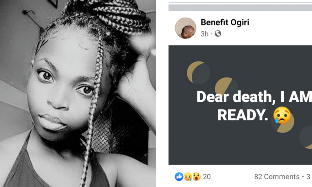 Benefit Ogiri's family and friends are worried about her safety after she posted a troubling message on Facebook.