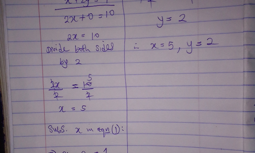 Solving simultaneous equation using elimination