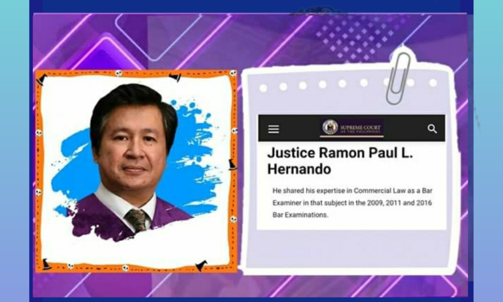 Favorite Bar Areas of Justice Ramon Paul L. Hernando based on 2009, 2011, and 2016 Bar Examinations in Commercial Law.