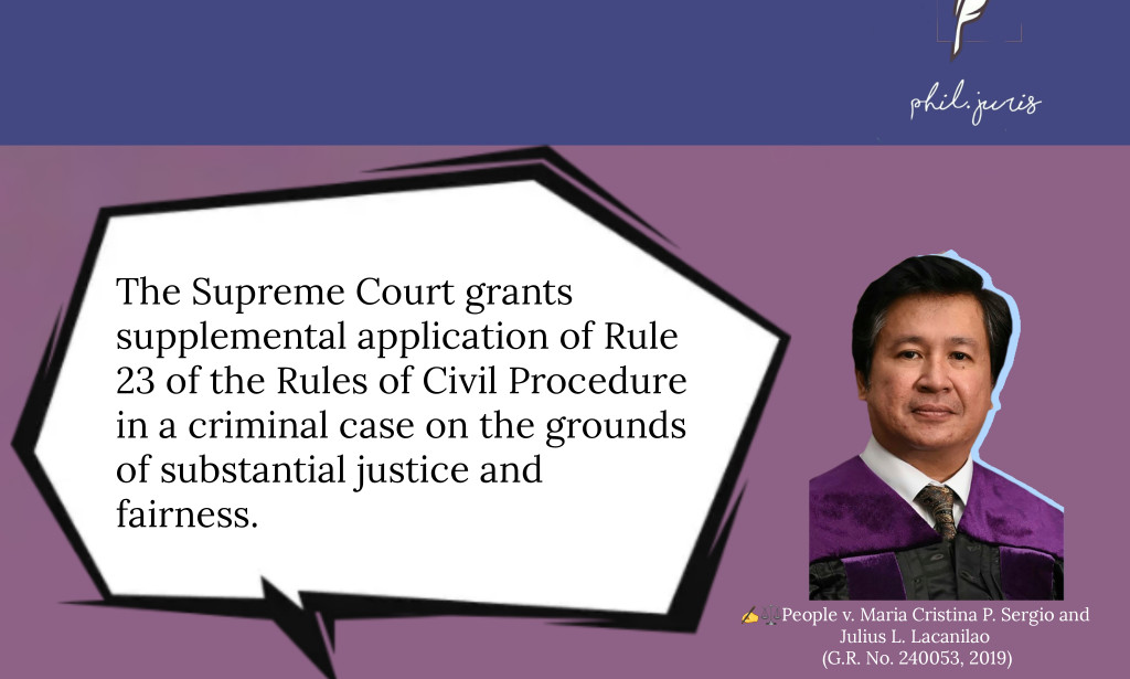 SC grants supplemental application of Rule 23 in a criminal case on the grounds of substantial justice and fairness.
