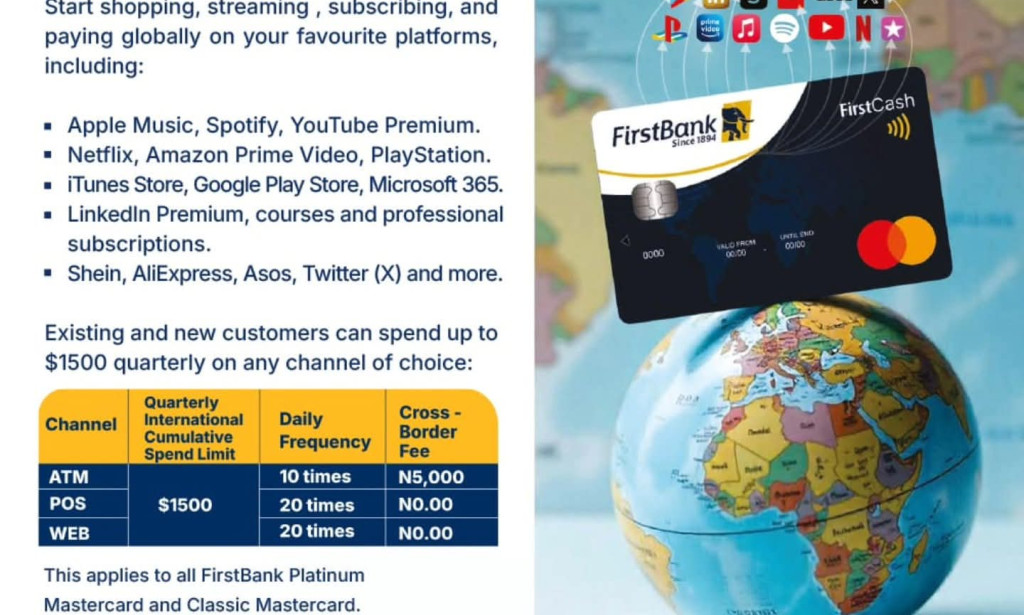 FirstBank Naira MasterCard Now Works Internationally – Spend Up to $1,500 Quarterly