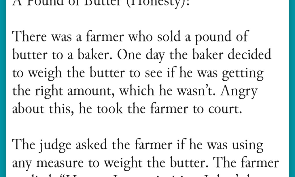 A Pound of Butter (Honesty):