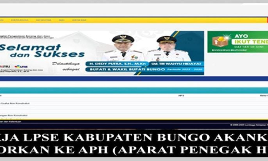 The First Tender of the Dedi-Dayat Bungo Regent Era Draws Attention: Alleged Irregularities and Potential Legal Issues