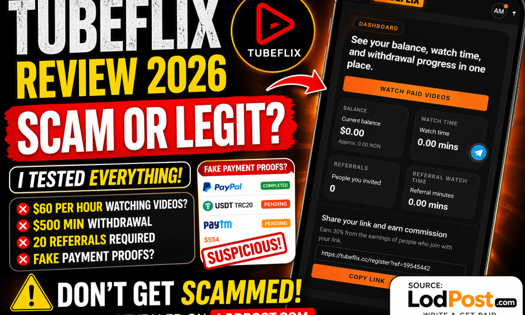 TubeFlix Review 2026 – Scam or Legit? My Honest Experience - TubeFlix.cc Withdrawal Proof
