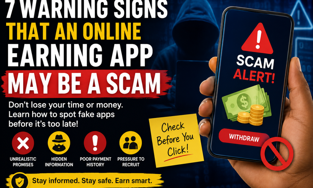 7 Warning Signs That an Online Earning App May Be a Scam