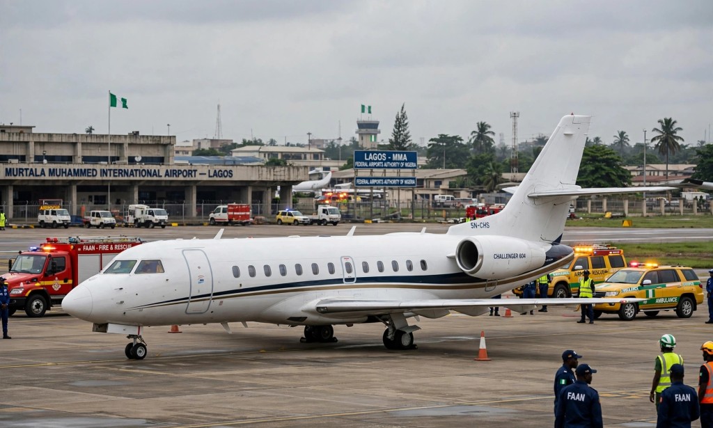 BREAKING: Panic As Private Jet Door Detaches Mid-Air At 3,500 Feet In Abuja, 9 On Board Survive.