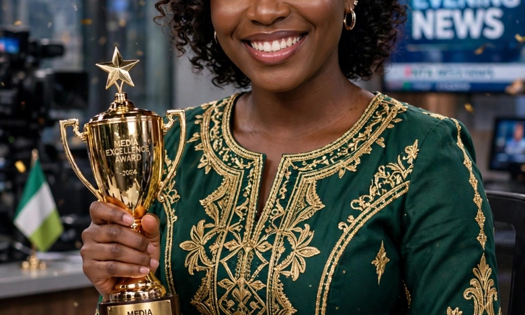 Management of lodpost Felicitates with Joy Okpe, Queen of Umukwata Kingdom, as Ukwuani Daughter wins best female Newscaster awards.