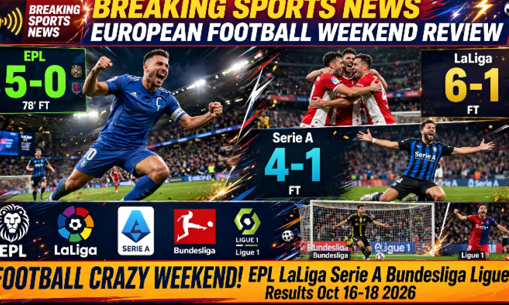 FOOTBALL CRAZY WEEKEND! Total Review of EPL, LaLiga, Serie A, Bundesliga and Ligue 1 Results (Oct 16-18, 2026)