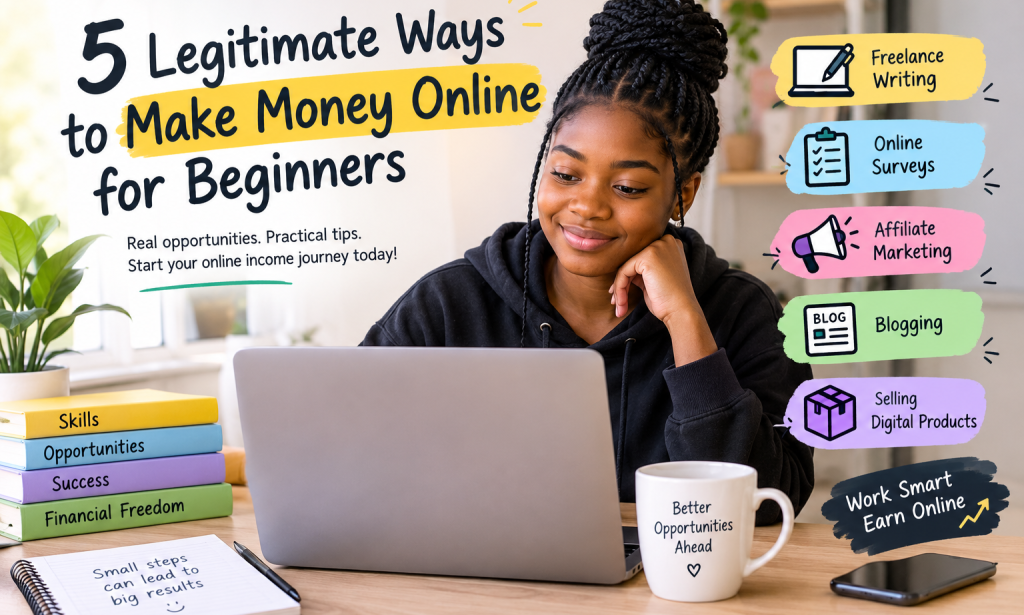 5 Legitimate Ways to Make Money Online for Beginners."