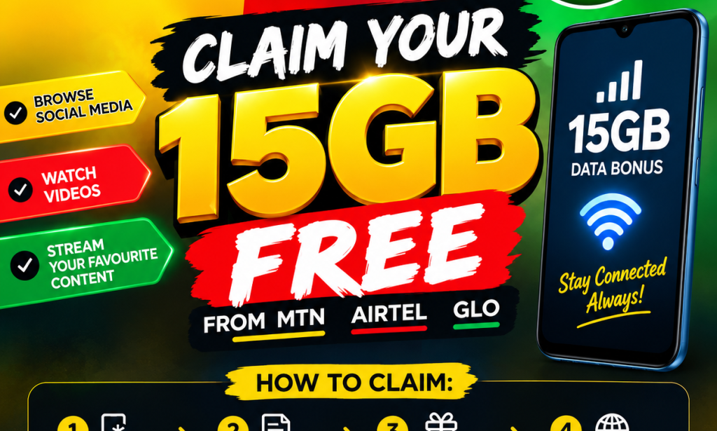 HOW TO CLAIM 15GB FREE DATA FROM MTN, AIRTEL AND GLO