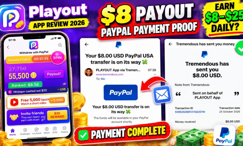 Playout App: How to Earn $8–$25 Daily Through Games and Referrals